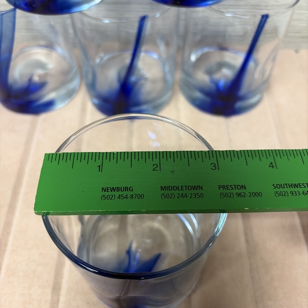 Libbey Blue Ribbon Impression Glasses Dimple Colbalt Blue Swirl x 6 (c8) - Picture 7 of 7